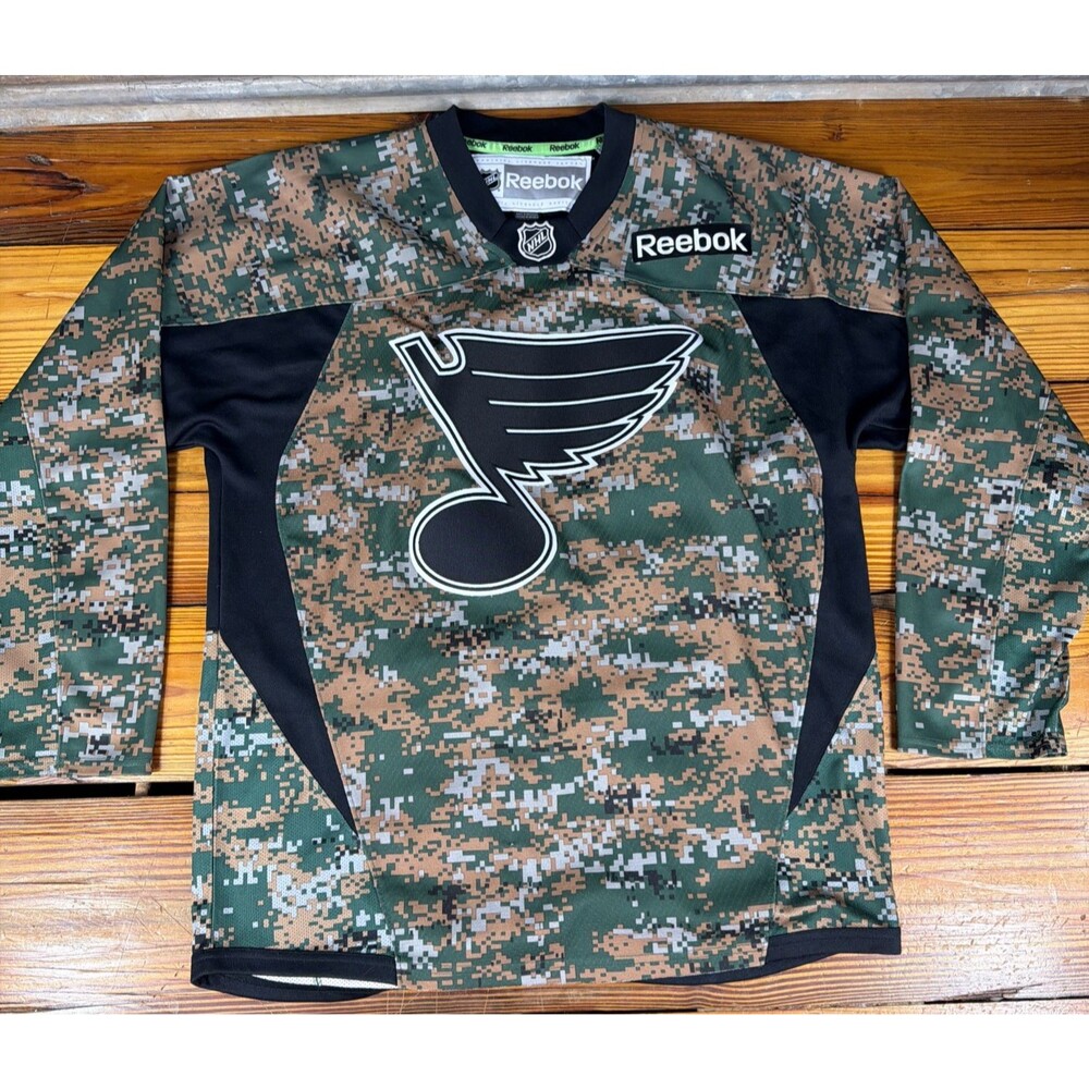 NHL Reebok St. Louis Blues Mens Small Camo Military Digital Camo Blank